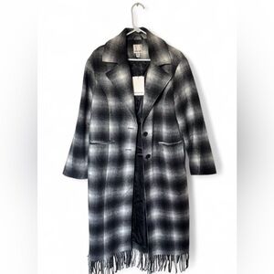 NWT Industry Black and White Checkered coat